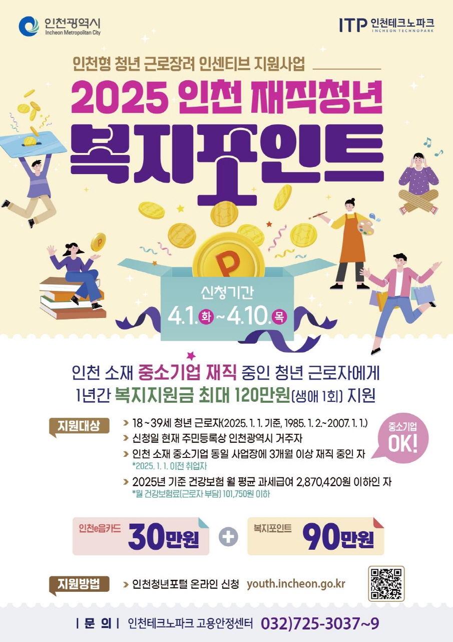 2025 인천 재직청년 복지포인트 썸네일